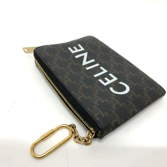 CELINE Triomphe coin purse PVC/Leather Brown/GoldHardware - Picture 6 of 14